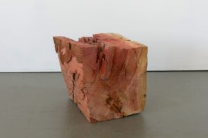 Skulptur aus Mammutbaum Titel Wunde ein Werk von Ina Mertens 2024